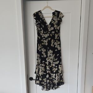 Tommy Hilfiger Black and White Floral High Low Dress